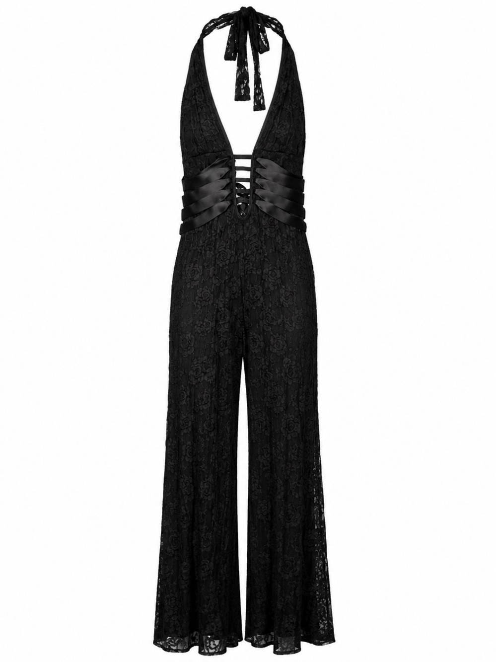 Black Lace Halter Jumpsuit